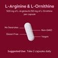 thumbnail image 6 of L-Arginine-L-Ornithine 500-250 (120 Vegetarian Capsules)-No Stearates-No Fillers-Vegan-Non GMO-Gluten Free-No Calcium Silicate, 6 of 7
