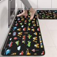 thumbnail image 2 of Kitchen Rugs Sets Of 2,Cartoon Traffic Vehicles Signs Black Pattern Anti Fatigue Kitchen Mat Rugs Non Slip Washable,Decorative Kitchen Floor Mats for Kitchen,Sink,Laundry,17"x47"+17"x47", 2 of 5