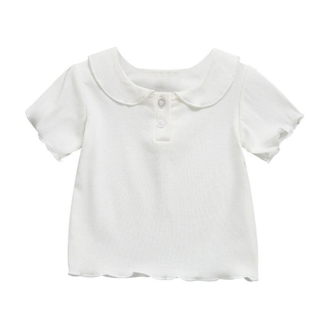 Yanlir Hauts à Rayures pour Filles Enfants Été Décontracté Mignon Manches Courtes Col Rond Respirant T-Shirt Graphique 1-7 Ans pour Usage Quotidien (Blanc#1,2 Ans)