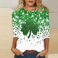 thumbnail image 1 of TaTaai Women's St. Patrick's Day Green Print T-Shirt Round Neck 3/4 Sleeve Loose Fit Casual Top Irish Festival Spring Holiday Blouse Gift, 1 of 5
