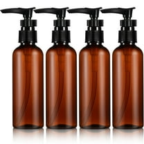 MUSEYA 4pcs 100ml Travel Pump Dispenser Bottles for Soap Lotion Shampoo and Conditioner Refillable Amber Bottles