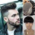 thumbnail image 1 of Voloria Postizo para hombre, peluquín de cabello humano europeo, 10x8 pulgadas, HD, encaje suizo, piel súper fina, peluca de repuesto para cabello, Color negro natural, 1 of 5