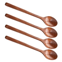 WHAMVOX Light Brown Wooden Spoon Set for Home Use Elegant Cooking Mixing Tasting and Serving 4pcs