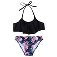 thumbnail image 1 of Pimfylm Girl Tankini Set Girls Swimsuit Two Pieces Bikini Set Ruffle Bathing Suits Swimwear Black,Size for 9-10 Years, 1 of 8