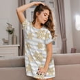 thumbnail image 3 of Pofeuu Gold Snowflake Print Women's Loose Fit Short Sleeve Nightgown, Comfortable Sleep Dress for Women, Casual Lounge Sleepwear, Soft Cotton Sleep Dress, 3 of 6