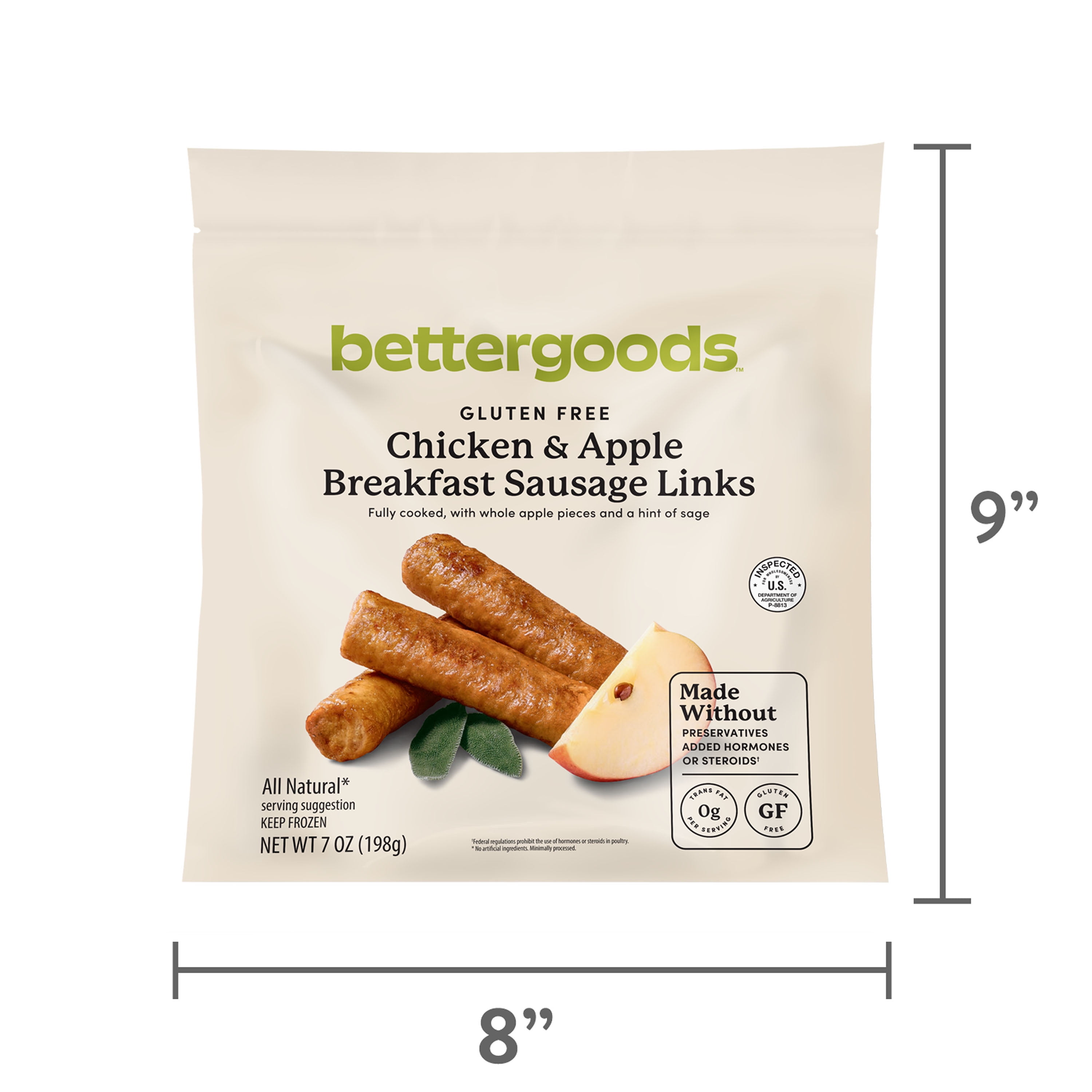 bettergoods Gluten Free Apple and Sage Chicken Sausage Links, 7 oz