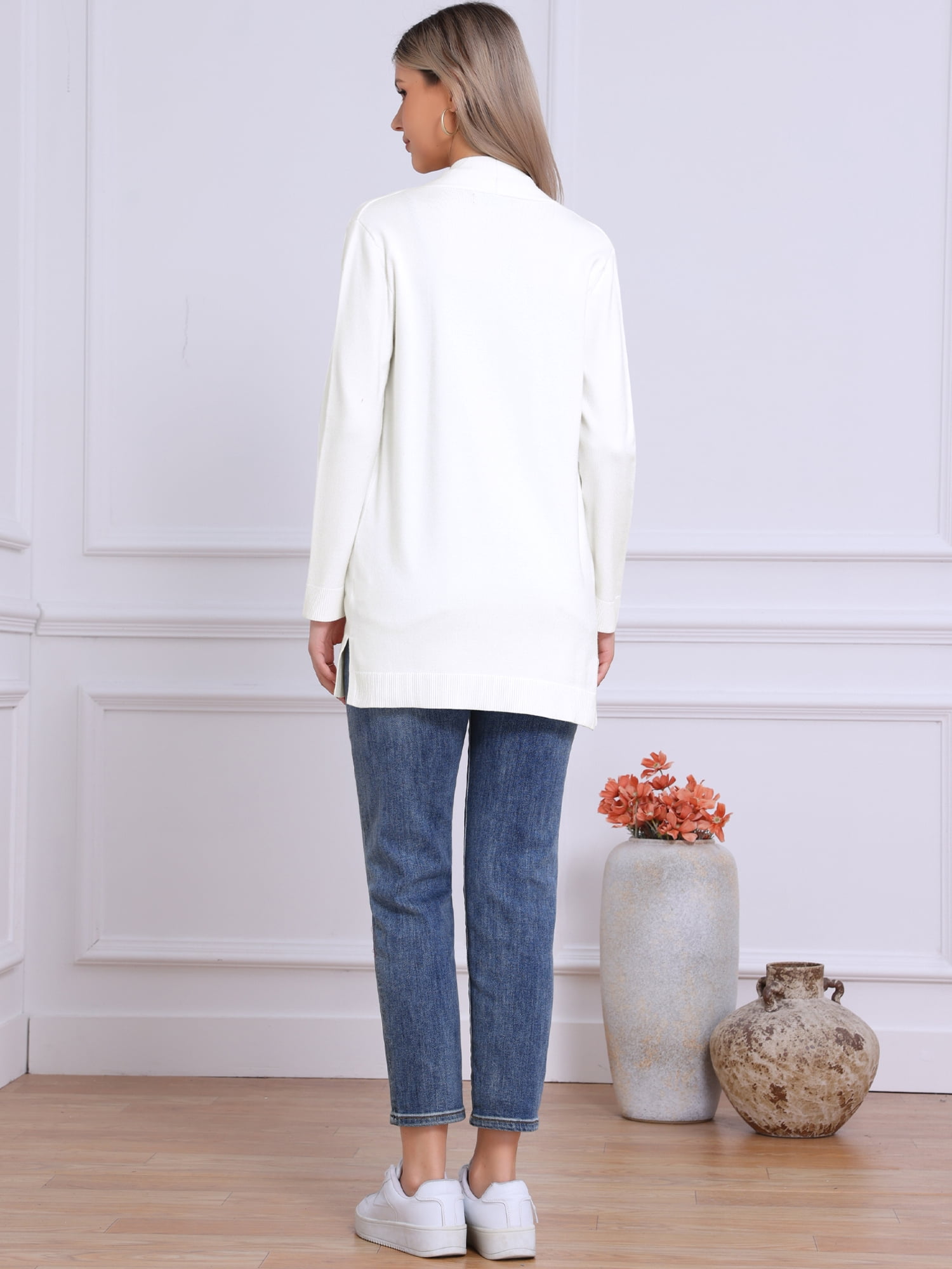 DARING DIVA Women's Casual Knit Open Front Cardigan Sweater XS White