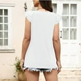 thumbnail image 3 of USSUMA Womens Summer Tops Women Fashion Summer Tops For V-Neck Ruffle Sleeve Tops Casual Sleeveless Trendy Online Shopping White Polyester XL, 3 of 4