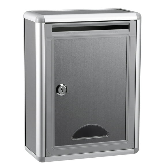 Tineasur Lockable Wall-Mounted Mailbox Grey Aluminum Outdoor Storage Box Secure Mail Organizer for Home and Office Use