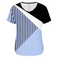 thumbnail image 6 of Short Sleeve Shirts for Women, Womens Casual V Neck Tops Loose Fit Color Block Shirts Short Sleeve Striped Button Down Tees Blouses for Summer, 6 of 6
