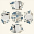 thumbnail image 2 of Blue floral patchwork design Round Table Placemats Set Of 5 Wedge Table Mats Washable Heat Resistant Place Mat For Dining Table Kitchen Farmhouse Restaurant, 2 of 6