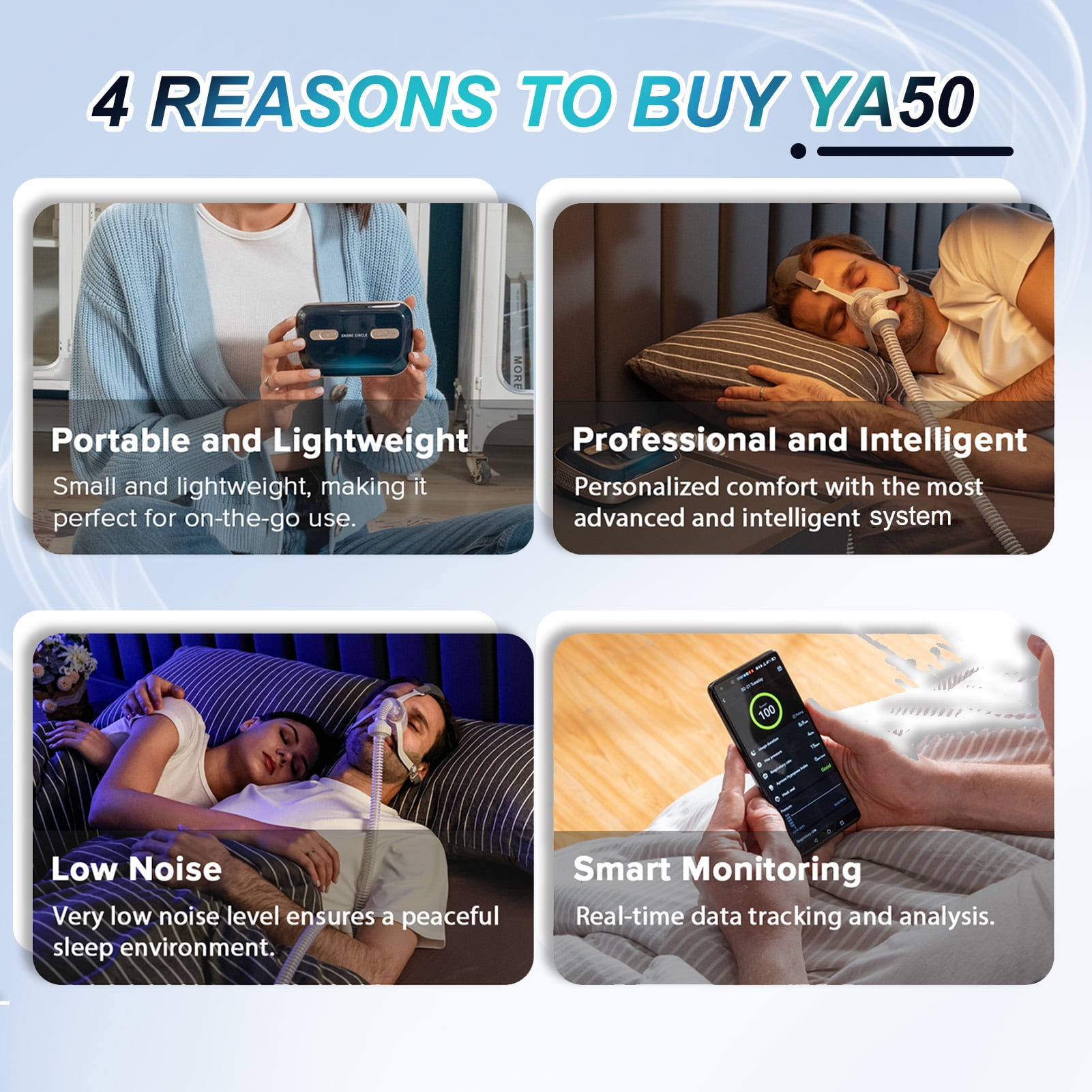 CVHVBH Portable Single-Channel Positive Pressure Airflow Modulation Equipment with Auto/Manual Settings, Under 37dB for Nighttime Comfort, Perfect for Home Comfort and Travel Convenien