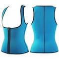 thumbnail image 3 of Blue Waist Trainer Front Zipper for Women Neoprene Body Shaper for Gym Workout Waist Training FREE Eyeglass Pouch by Juniper's Secret (Blue, XXL - US 10/12), 3 of 5