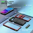 thumbnail image 7 of ELEHOLD for Samsung Galaxy Z Flip 4/3 6.7" Case, Heavy Duty Armor Built-in Explosion-Proof Tempered Glass Screen Protector Wireless Charging Hang Rope Hidden Kickstand Shockproof Rugged Case,Red, 7 of 7
