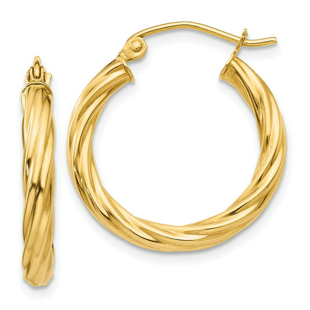 Jewelry Stores Network - 3.25 mm Twisted Tube Hoop Earrings in Genuine ...