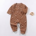 thumbnail image 2 of CAUYDY Baby Bodysuit Long Sleeve Romper Newborn Fall Winter Pajamas Preemie Infant Boys Girls Sleepers Loungewear Sizes 0-3 Months,Brown, 2 of 7