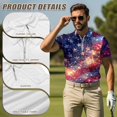 thumbnail image 5 of Aplkyhs Galaxy American Flag Couple Golf Shirts Quarter Zip Mens Hawaiian Shirt Lightweight Breathable Fabric Keep Cool in Hot Weather Machine Washable Lapel Design, 5 of 6
