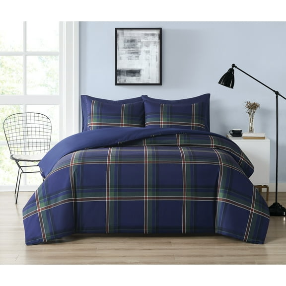 Truly Soft Bronson Plaid Comforter Set Multiple Polyester 3-Piece King Comforter Set, plaid themed, for Men and Women, OEKO-TEX Certified Confidence