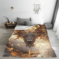 thumbnail image 5 of Pofeuu Golden Horned White Dragon Print Ultra-Soft Micro Fleece Blanket,for Bed Or Sofa,All Season Throw Blankets Flannel Blanket-50"x40", 5 of 7
