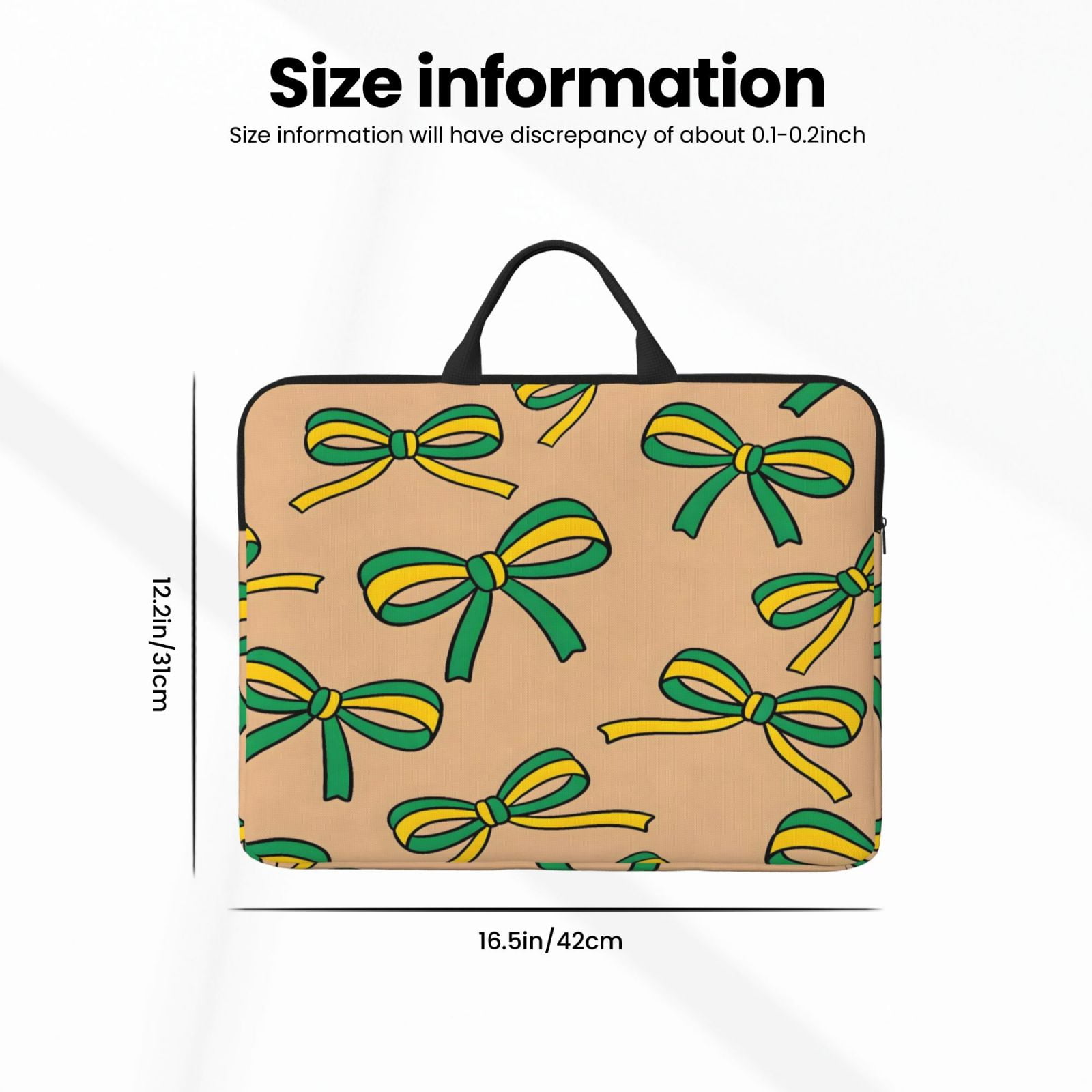 Laptop Sleeve Bag For Women Men 14inch Waterproof Durable Protective Computer Carrying Cover Handle Laptop Case Bag Green And Yellow Bow