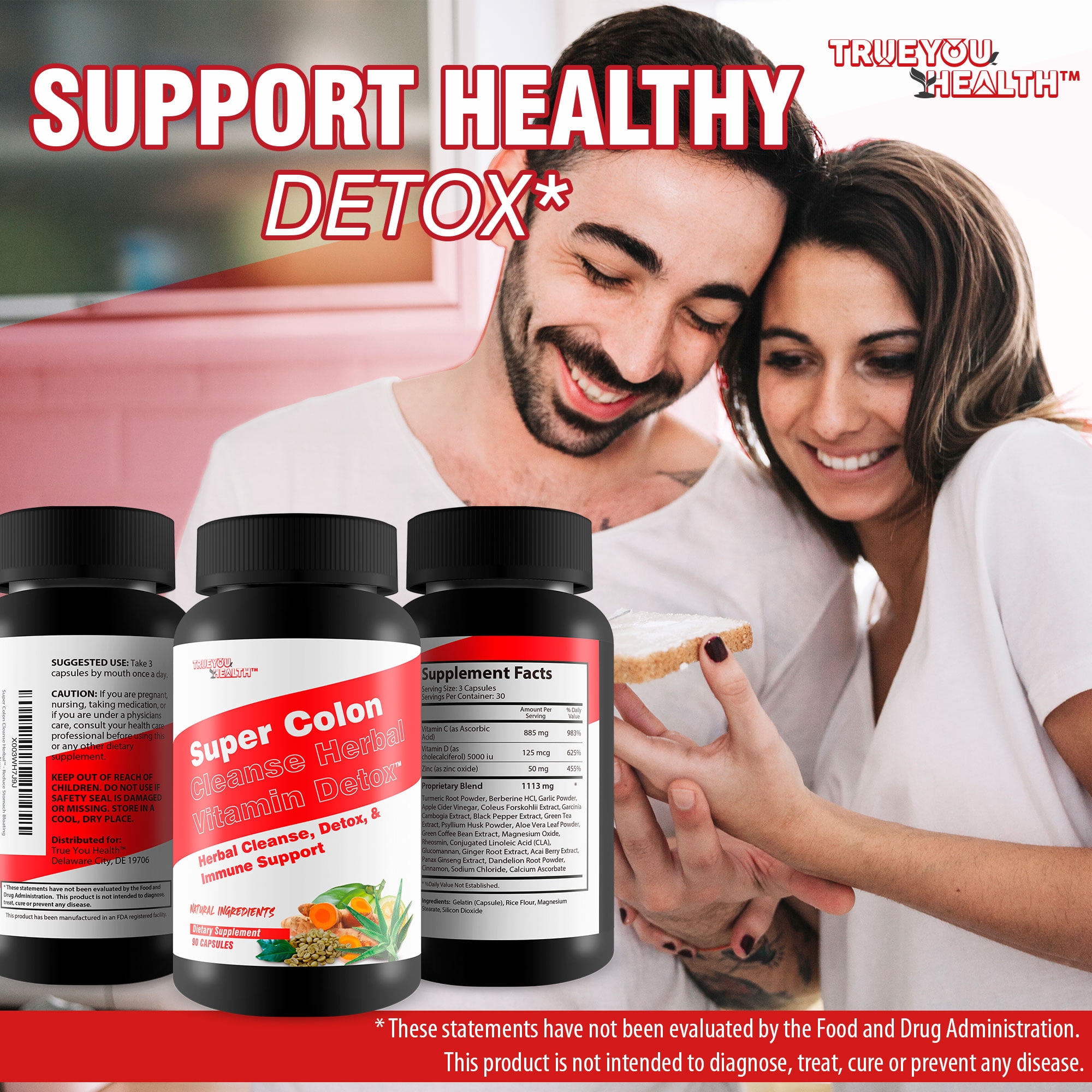Super Colon Cleanse Herbal Vitamin Detox - Herbal Cleanse, Detox, & Immune Support - Promote Healthy Digestion & Constipation Relief with Psyllium & Magnesium Oxide - Help Reduce Stomach Bloating