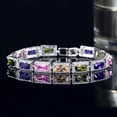 thumbnail image 5 of Elegant Princess Cut Cubic Zirconia Red Stone Bracelet Bangle for Brides Wedding, 5 of 8