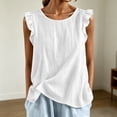 thumbnail image 2 of FASHOFT Summer Tank Tops For Women Trendy Cap Sleeve Round Neck Basic Tank Loose Lightweight Sleeveless Vest Comfort Summer Wear Womens Sleeveless Shirts White XXL, 2 of 5