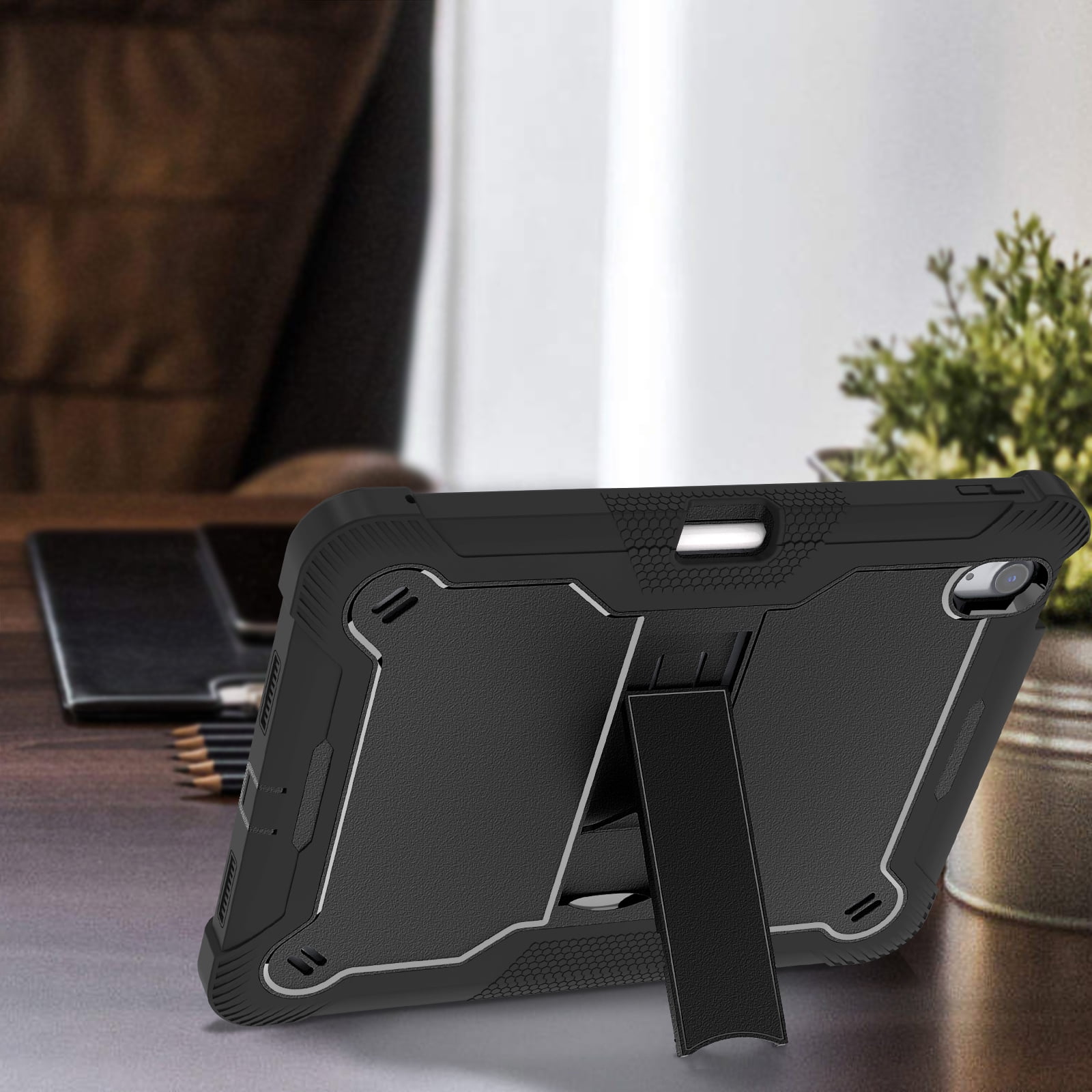 Allytechgroup Rugged Case for Apple iPad Air 11 M4 M3 M2 2026 2025 2024, Dual-Layers Kickstand Anti-Scratch Bumper With Pencil Holder Lightweight Kids Friendly Case Cover for iPad Air 11", Black