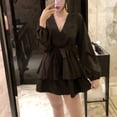 thumbnail image 2 of JANDEL Loose Casual Long-sleeved High-waist Dresses Fashion Trend Solid Color Women's Dress, Black XL, 2 of 10