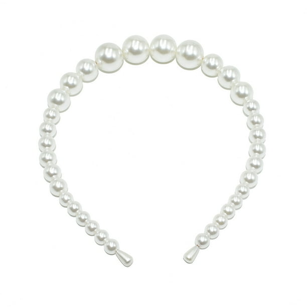 Diadema de perlas de gran tamaño hecha a mano con cuentas para accesorios para el cabello de adultos, diadema de perlas brillantes, artículo digno de regalo