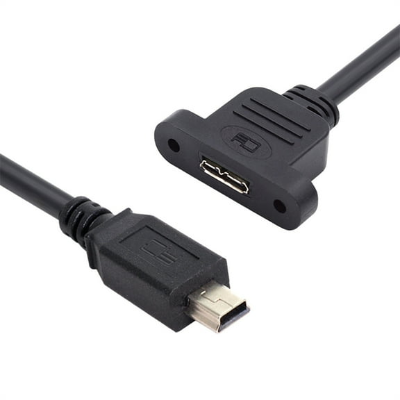 FVH Mini USB 2.0 5Pin Male to Micro 3.0 Type-B Female Screw Mount Type Extension Cable 480Mbps