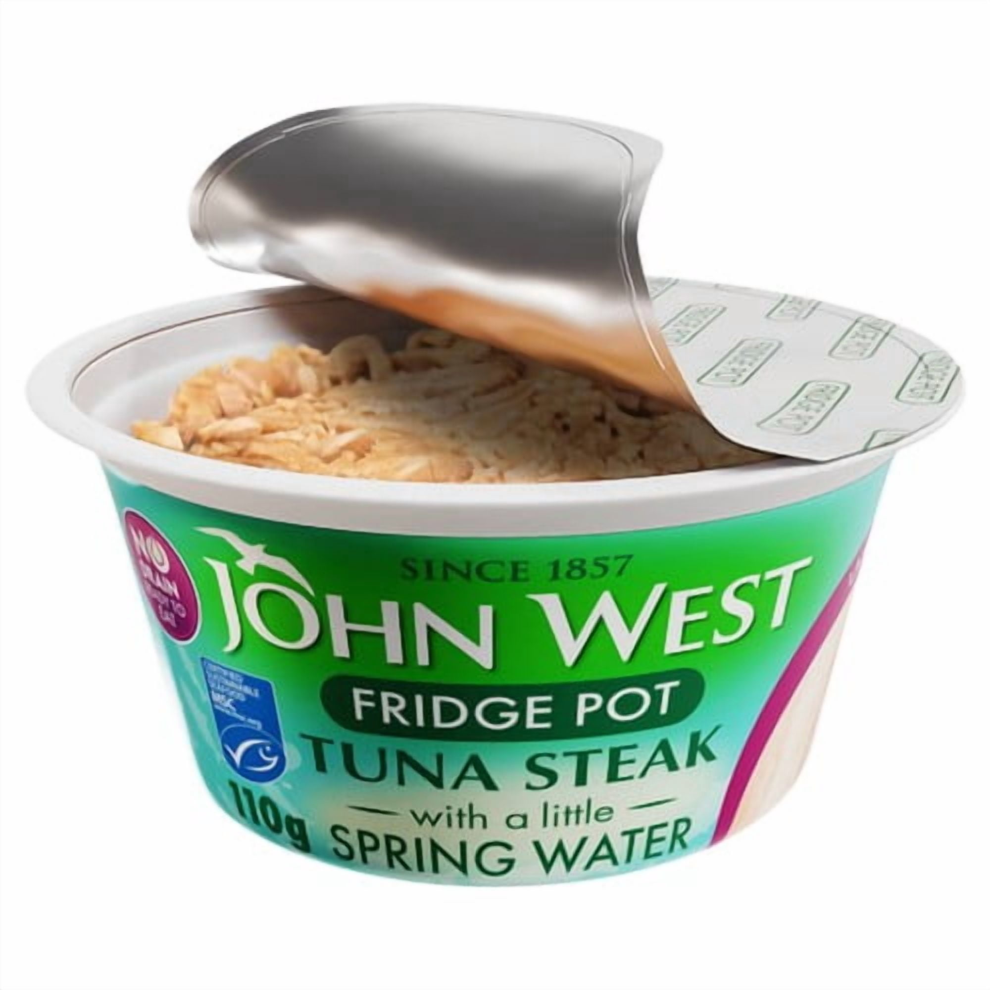 John West No Drain Fridge Pot Tuna Steak with a Little Spring Water 110g, British Import (Pack of 3)