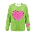 thumbnail image 4 of Tbopshirt Sweatshirts for Women Graphic Hoodless Valentine Long Sleeve Crewneck Ribbed Pullover Tops Green,L, 4 of 5