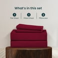thumbnail image 4 of 400 Thread Count 4 Pcs Sheet Set Deep Pocket 21 Inch 100% Egyptian Cotton Color Burgundy Solid Size Queen, 4 of 5