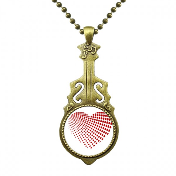 Collier de la Saint-Valentin à Pois Rouges, Pendentif Guitare Antique