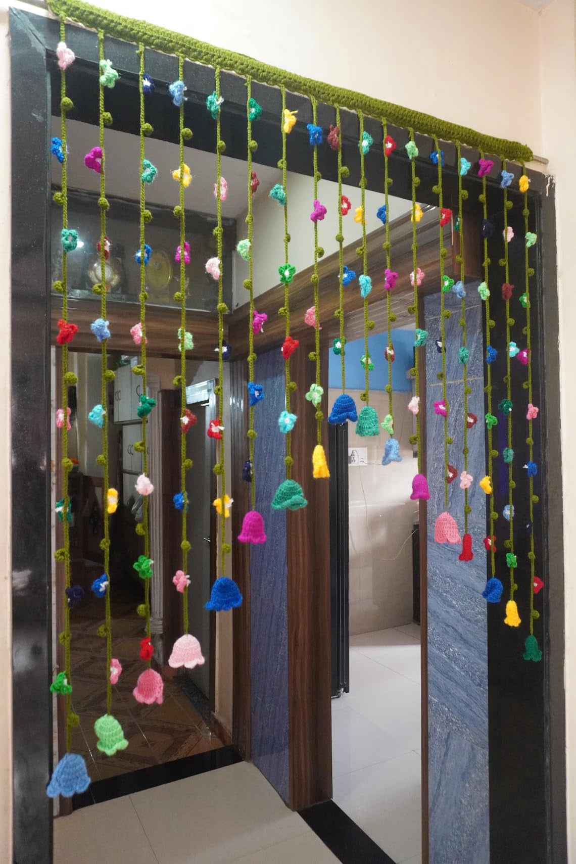 Crochet Flower Curtain: Handmade Wildflower Boho Window Decor