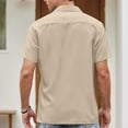 thumbnail image 6 of Lumtrix Men's Camp Collar Retro Vintage Bowling Button Down Shirt Casual Short Sleeve Color Block Shirts Summer Khaki 3XL, 6 of 6