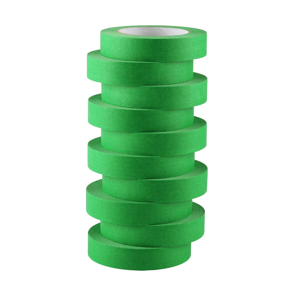 10 Pack Green Painters Tape 1 inch, Medium Adhesive Green Masking Tape Bulk Multi Pack, 1 inch x 55 Yards x 10 Rolls (550 Total Yards)