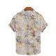thumbnail image 4 of Camisas de Manga Corta de los Hombres Casual Hoja Impresión Solapa Superior, Mezcla de Poliéster/Spandex de la Moda para la Fiesta Y la Playa, 4 of 5