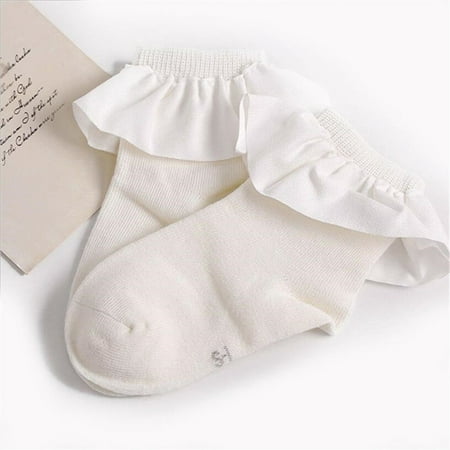 Infant Toddler Newborn Kids Baby Girls Anti-slip Socks Autumn Winter Warm White