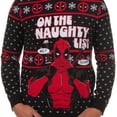 thumbnail image 4 of Marvel Deadpool Men's On The Naughty List Ugly Christmas Pullover Crewneck Sweater, 4 of 6