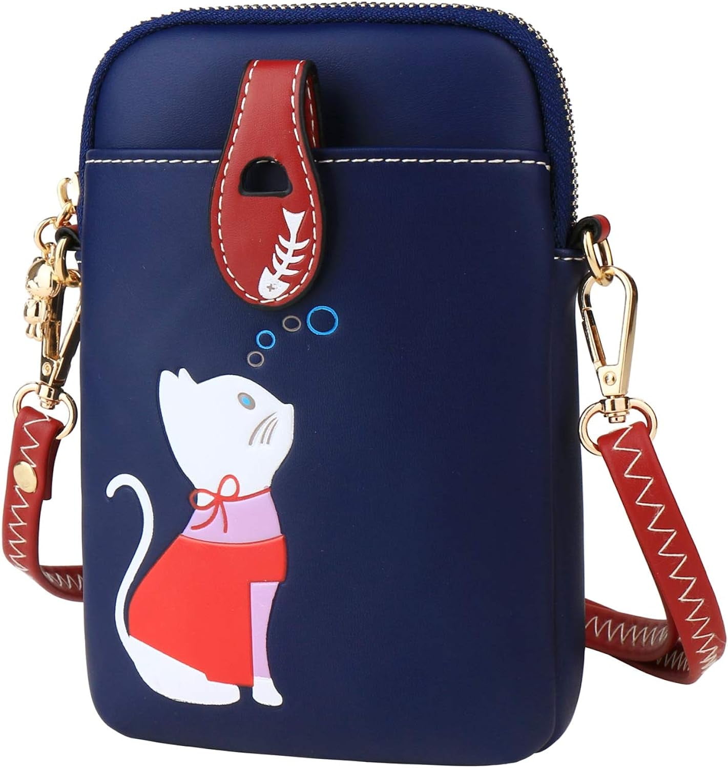 Small Crossbody Phone Bag for Women Leather Cute Cat Cellphone Purse Shoulder Bags PU Wallet
