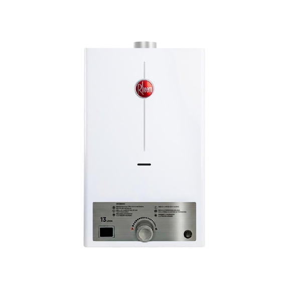 Calentador de Agua Instántaneo Rheem 13 Litros por Min Gas LP 2 Servicios blanco