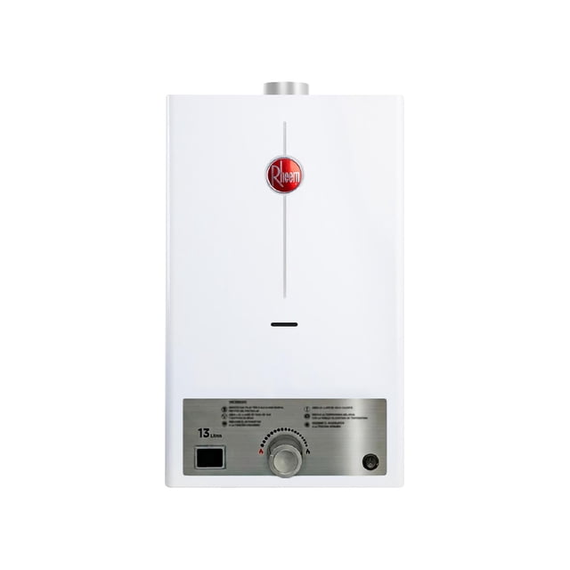 Calentador de Agua Instántaneo Rheem 13 Litros por Min Gas LP 2 Servicios blanco