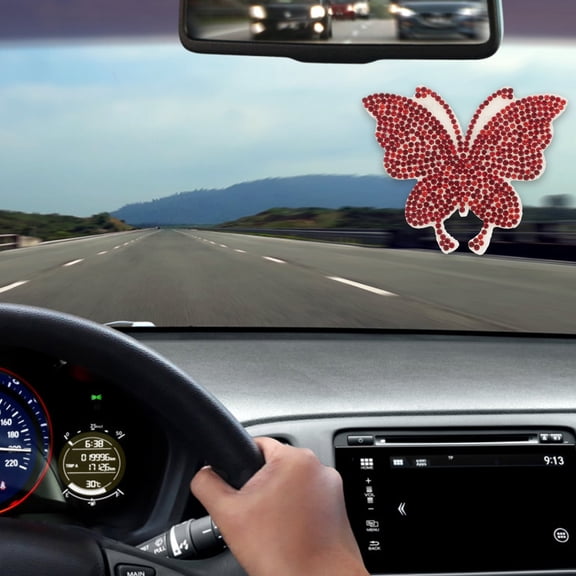 GETAJGHSD car decorations Butterfly Stickers Dark Red Rhinestone 5Pcs Women Christmas