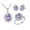 Purple, variant on Women Jewelry Necklace Earrings and Ring Set with Cubic Zirconia Crystals T466 (Light Blue, 8)