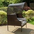 thumbnail image 4 of Summit Living Outdoor Patio Lounge Egg Chair, Wicker Chair with Cushions, 35.8" Oversize single sofa, Brown & Beige, 4 of 13