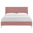 thumbnail image 4 of Platform Bed Frame, Tufted, Full Size, Pink, Velvet, Mid Century Bedroom, Modern Contemporary Boutique HB35586, 4 of 8