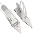 thumbnail image 4 of Women Kitten Heels Slingback Low Heel Pumps Dress Shoes for Women Closed Pointed Toe Pearl Heels for Work Wedding Bridal, 4 of 8