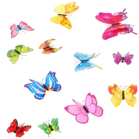 Threns 3D Butterfly Wall Decor - 12 Pcs Colorful Butterfly Wall Sticker for Birthday and Party Celebrations,Removable Stickers for Living Room and Bedroom Decor